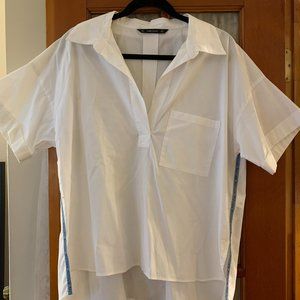 Chic White Zara Button Down Blouse